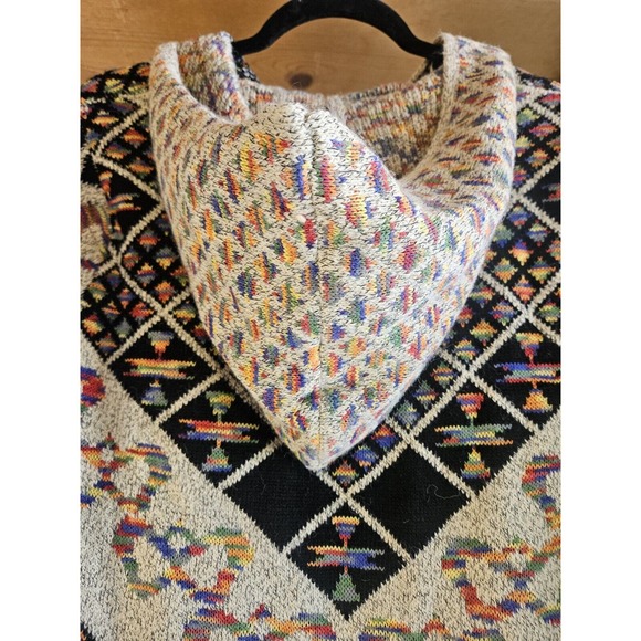 Kamana Multicolor Hooded Cardigan Long Sweater Womens Size Small Rainbow Boho - Picture 7 of 15